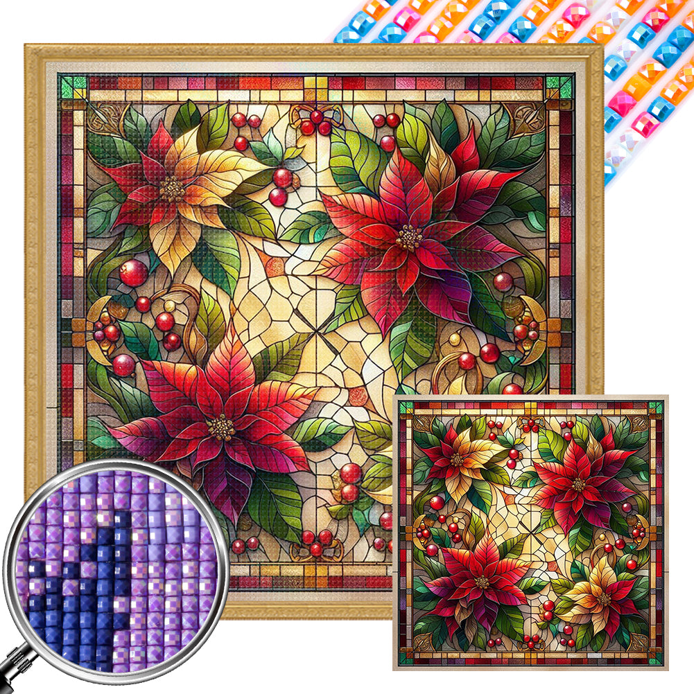 AB Diamond Painting - Full Square - Poinsettia in glass (40*40CM)