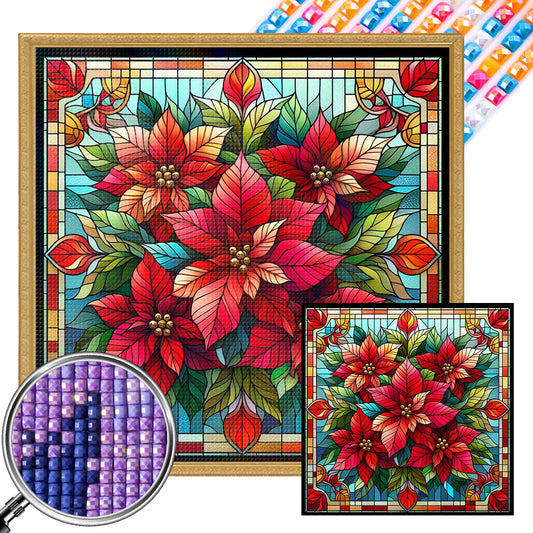 AB Diamond Painting - Full Square - Poinsettia in glass (40*40CM)