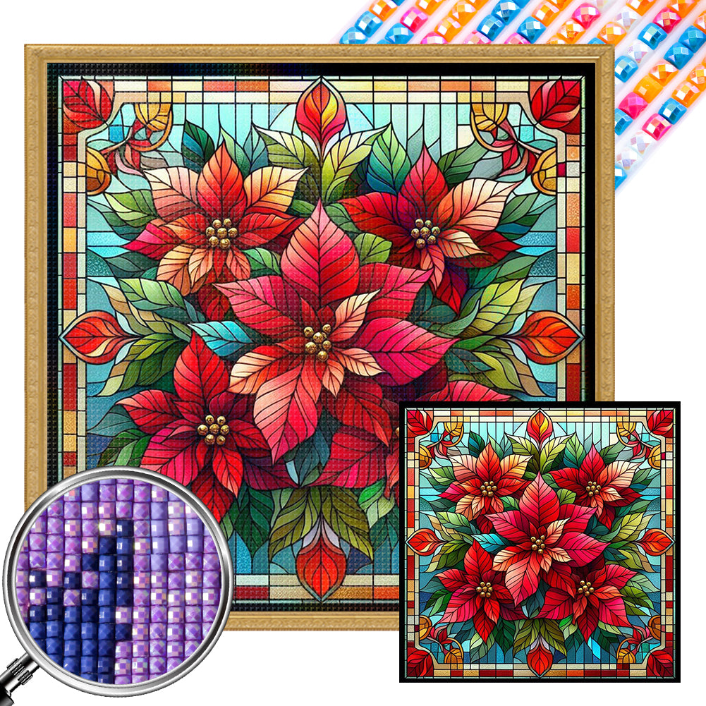 AB Diamond Painting - Full Square - Poinsettia in glass (40*40CM)