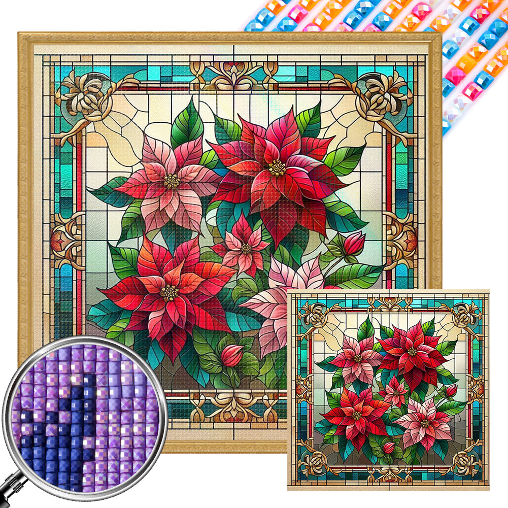 AB Diamond Painting - Full Square - Poinsettia in glass (40*40CM)