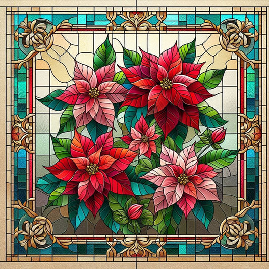 AB Diamond Painting - Full Square - Poinsettia in glass (40*40CM)