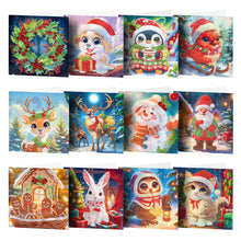 Load image into Gallery viewer, 12pcs Christmas Diamond Painting Greeting Cards Diamond Art Christmas Cards (C)
