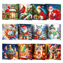 Load image into Gallery viewer, 12pcs Christmas Diamond Painting Greeting Cards Diamond Art Christmas Cards (D)
