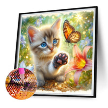 Load image into Gallery viewer, Diamond Painting - Full Round - Butterfly cat (30*30CM)
