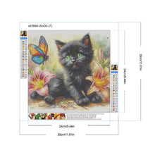 Load image into Gallery viewer, Diamond Painting - Full Round - Butterfly cat (30*30CM)
