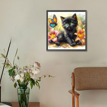 Load image into Gallery viewer, Diamond Painting - Full Round - Butterfly cat (30*30CM)
