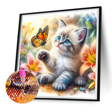 Load image into Gallery viewer, Diamond Painting - Full Round - Butterfly cat (30*30CM)
