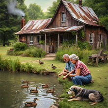 Load image into Gallery viewer, Diamond Painting - Full Round - Old couple in the village (40*40CM)
