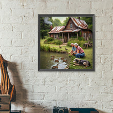 Load image into Gallery viewer, Diamond Painting - Full Round - Old couple in the village (40*40CM)
