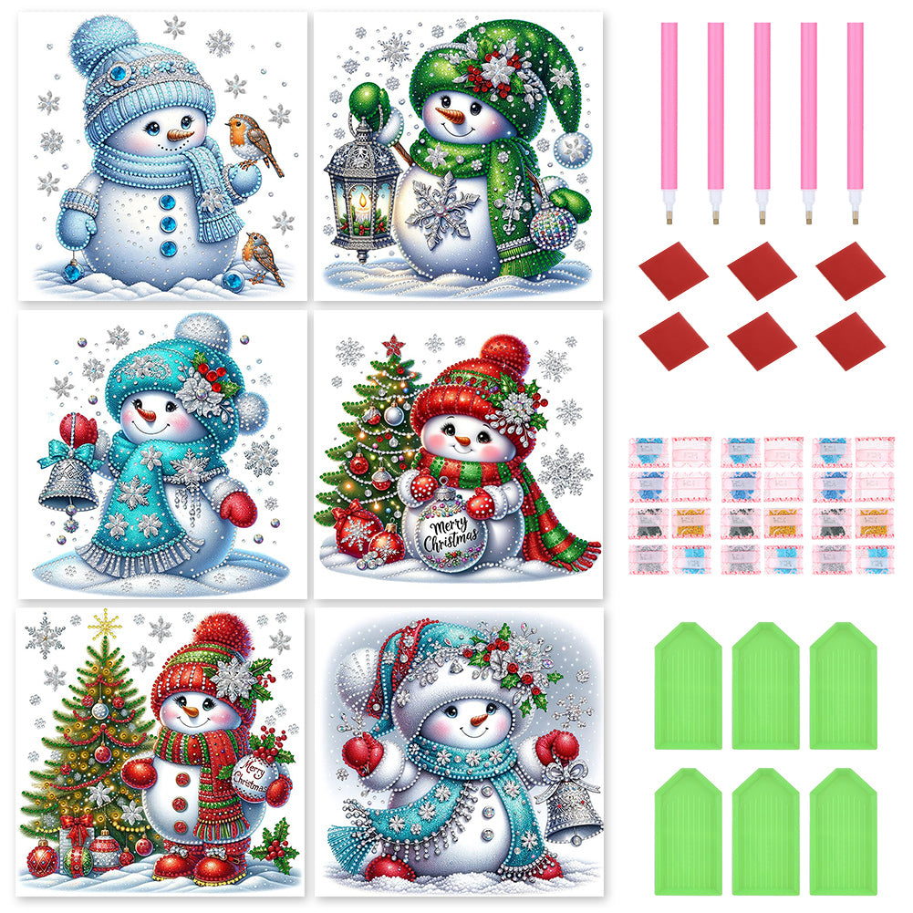 6Pcs Partial Special Diamond Painting Set - Christmas snowman (30*30CM)