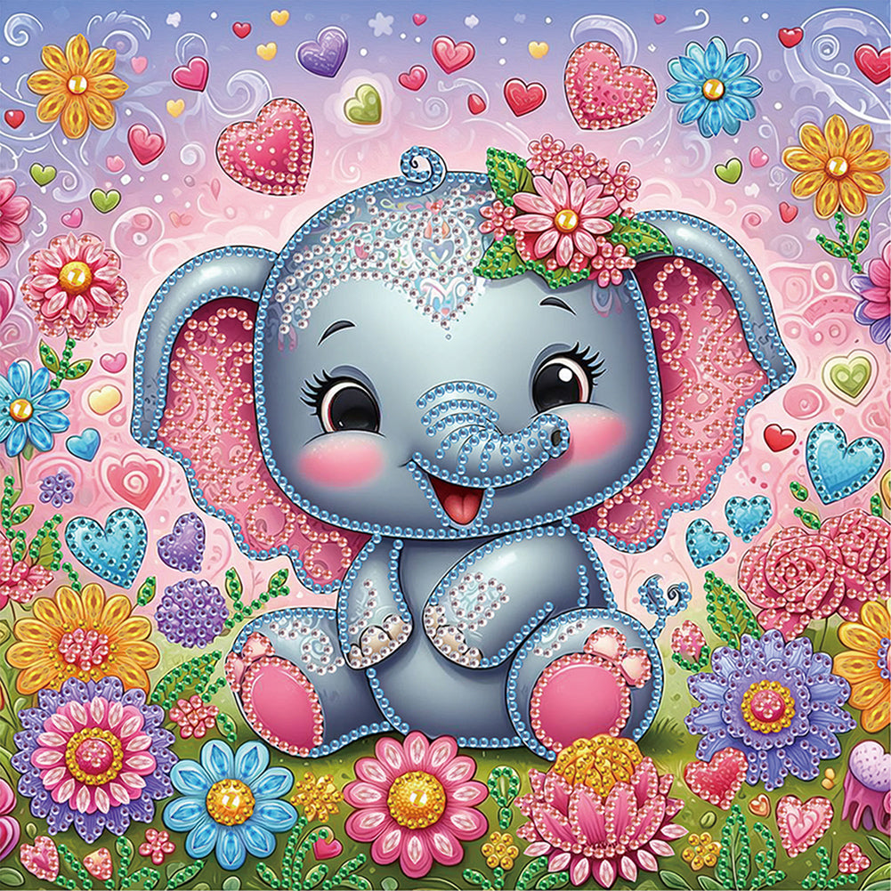 Diamond Painting - Partial Special Shaped - Elephant (30*30CM)