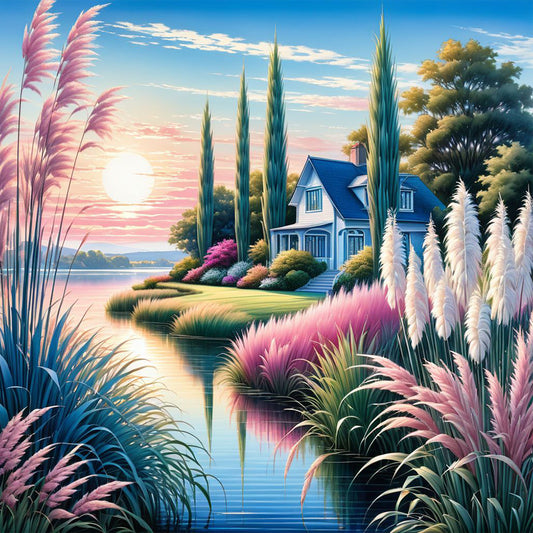Diamond Painting - Full Round - Reed lakeside cottage (30*30CM)