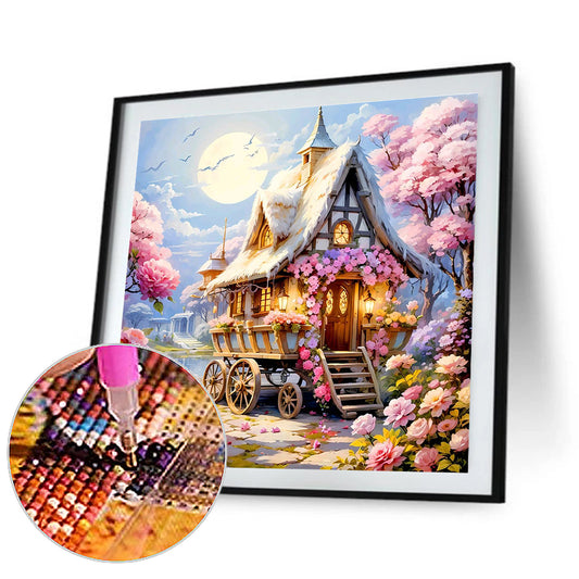 Diamond Painting - Full Round - Mobile cottage riverside flowers (30*30CM)