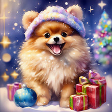 Load image into Gallery viewer, Diamond Painting - Full Round - Christmas Pomeranian (30*30CM)
