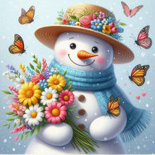 Load image into Gallery viewer, Diamond Painting - Full Round - Butterfly snowman with bouquet (30*30CM)
