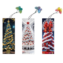 Load image into Gallery viewer, 3Pcs PET Special Shaped Christmas Rose DIY Diamond Bookmark with Crystal Pendant
