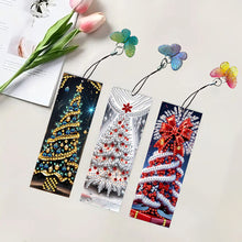 Load image into Gallery viewer, 3Pcs PET Special Shaped Christmas Rose DIY Diamond Bookmark with Crystal Pendant
