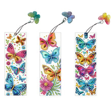 Load image into Gallery viewer, 3Pcs Special Shape Butterfly Diamond Painting Bookmark with Pendant

