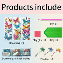 Load image into Gallery viewer, 3Pcs Special Shape Butterfly Diamond Painting Bookmark with Pendant
