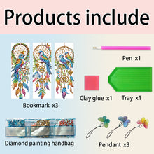 Load image into Gallery viewer, 3Pcs Special Shape Dream Catcher Bird Diamond Painting Art Bookmark for Books
