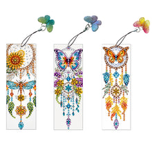 Load image into Gallery viewer, 3Pcs Special Shape Dream Catcher Butterfly Diamond Painting Art Bookmark
