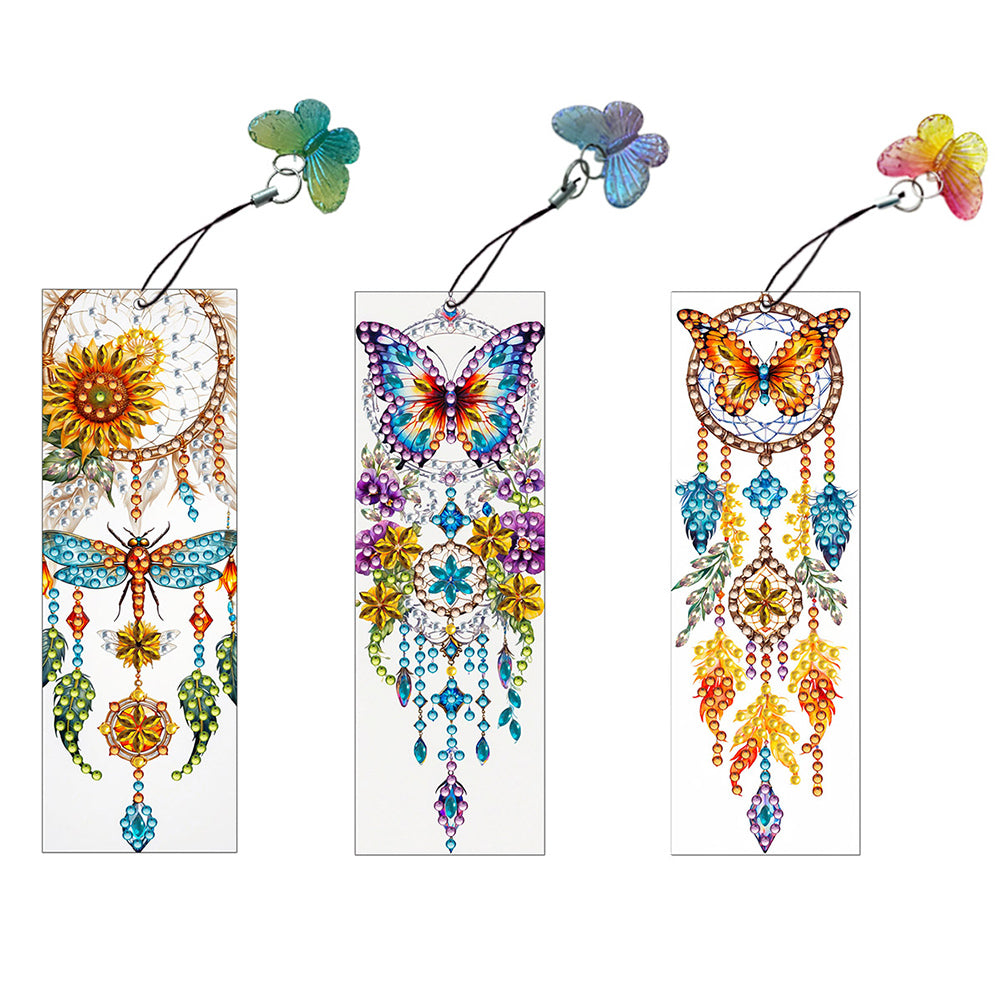 3Pcs Special Shape Dream Catcher Butterfly Diamond Painting Art Bookmark