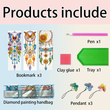 Load image into Gallery viewer, 3Pcs Special Shape Dream Catcher Butterfly Diamond Painting Art Bookmark
