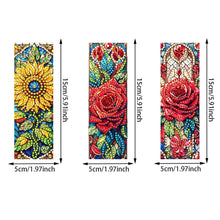 Load image into Gallery viewer, 3Pcs Special Shape Flowers Diamond Painting Art Bookmark with Pendant for Books
