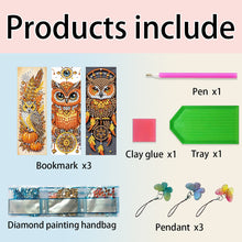 Load image into Gallery viewer, 3Pcs Special Shape Owl Diamond Painting Art Bookmark with Pendant for Book Lover
