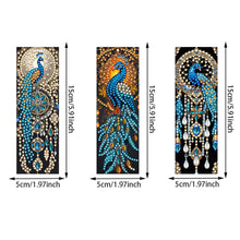 Load image into Gallery viewer, 3Pcs Special Shape Peacock Diamond Painting Art Bookmark with Pendant for Books
