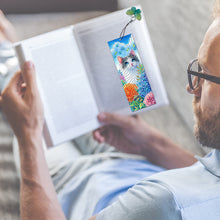 Load image into Gallery viewer, 3Pcs Special Shape Cat and Flower Diamond Painting Art Bookmark with Pendant
