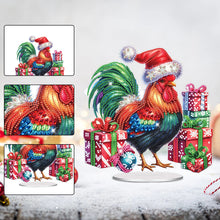 Load image into Gallery viewer, Acrylic Special Shape Christmas Rooster Desktop Diamond Painting Art Kits
