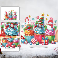 Load image into Gallery viewer, Acrylic Special Shape Christmas Cupcake Desktop Diamond Painting Art Kits
