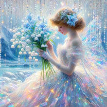 Load image into Gallery viewer, Diamond Painting - Full Round - Butterfly wings girl in a dress with bouquet (40*40CM)
