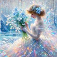 Load image into Gallery viewer, Diamond Painting - Full Round - Butterfly wings girl in a dress with bouquet (40*40CM)
