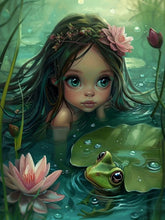 Load image into Gallery viewer, Diamond Painting - Full Round - Frog lotus leaf girl (40*50CM)
