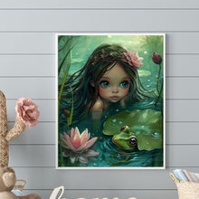 Load image into Gallery viewer, Diamond Painting - Full Round - Frog lotus leaf girl (40*50CM)
