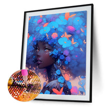 Load image into Gallery viewer, Diamond Painting - Full Round - Butterfly blue flower girl (40*50CM)
