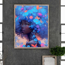 Load image into Gallery viewer, Diamond Painting - Full Round - Butterfly blue flower girl (40*50CM)
