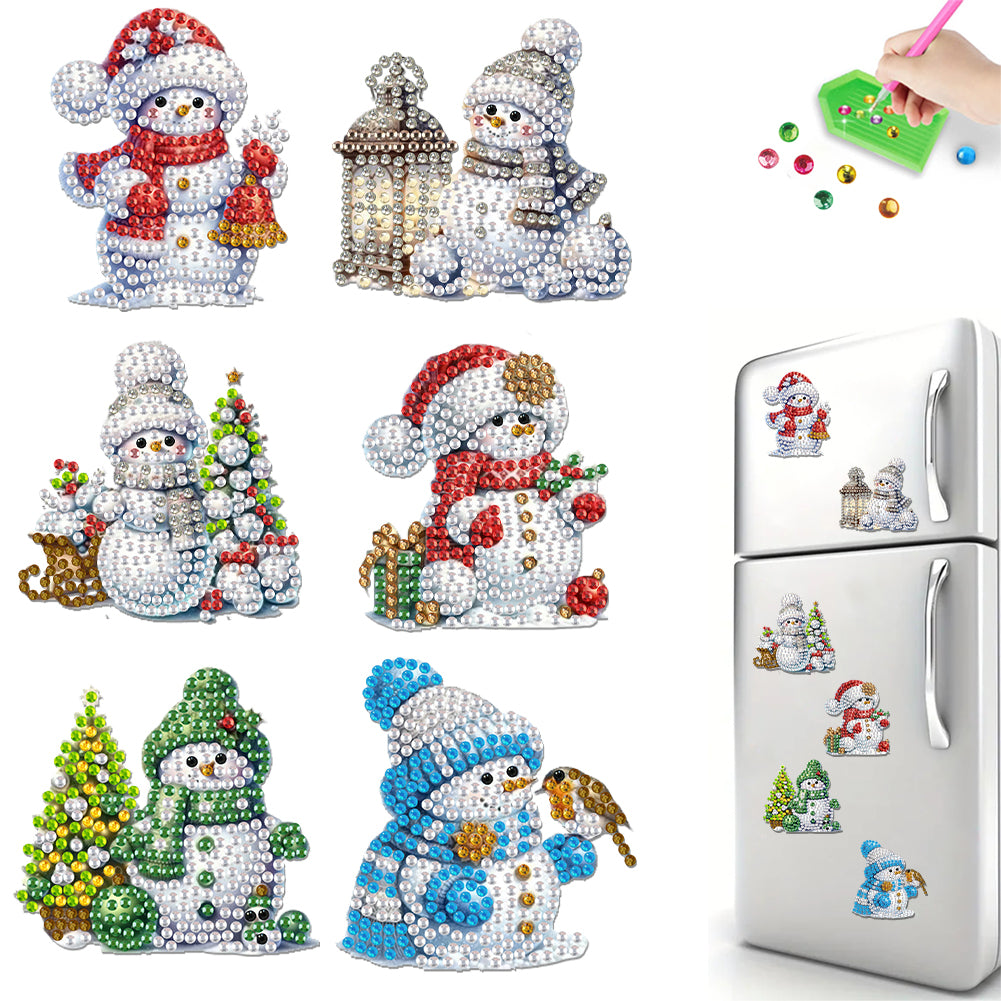 6Pcs Acrylic Christmas Animals Diamond Art Magnets Decals for Fridge Whiteboards