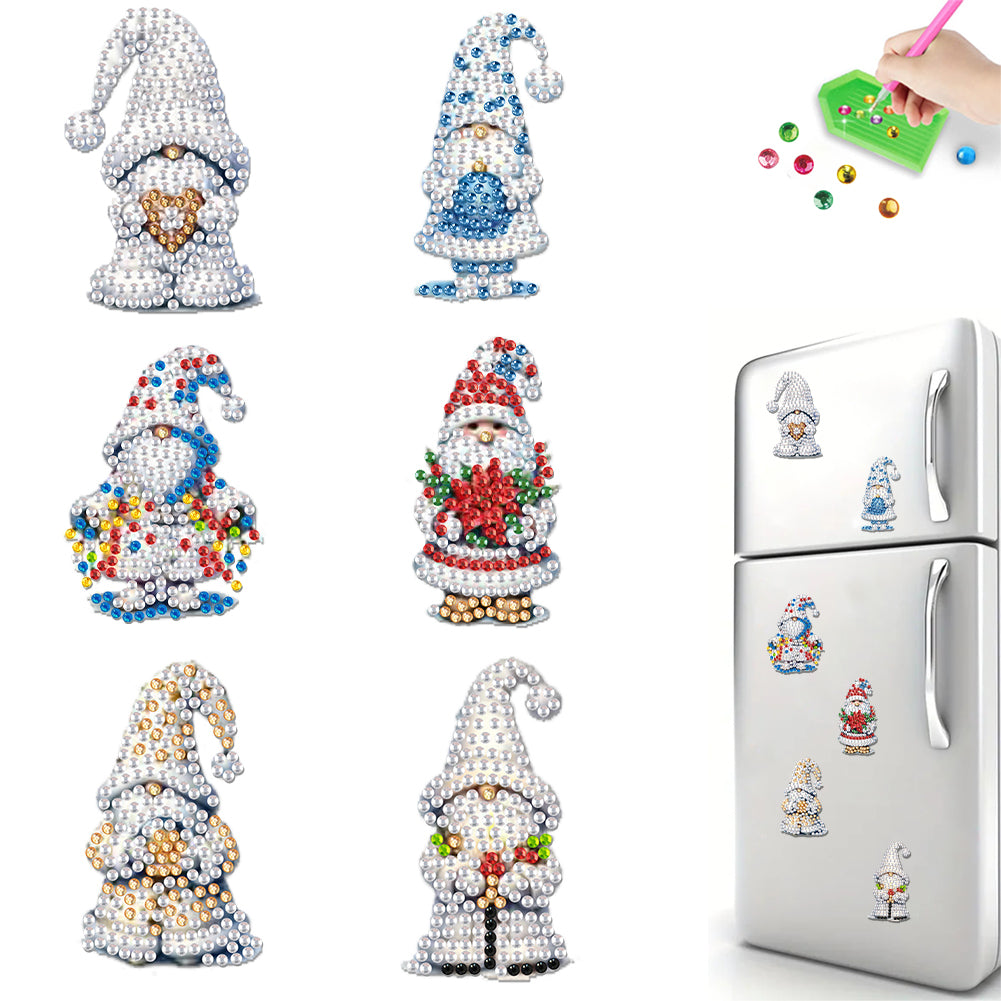 6Pcs Acrylic Christmas Animals Diamond Art Magnets Decals for Fridge Whiteboards