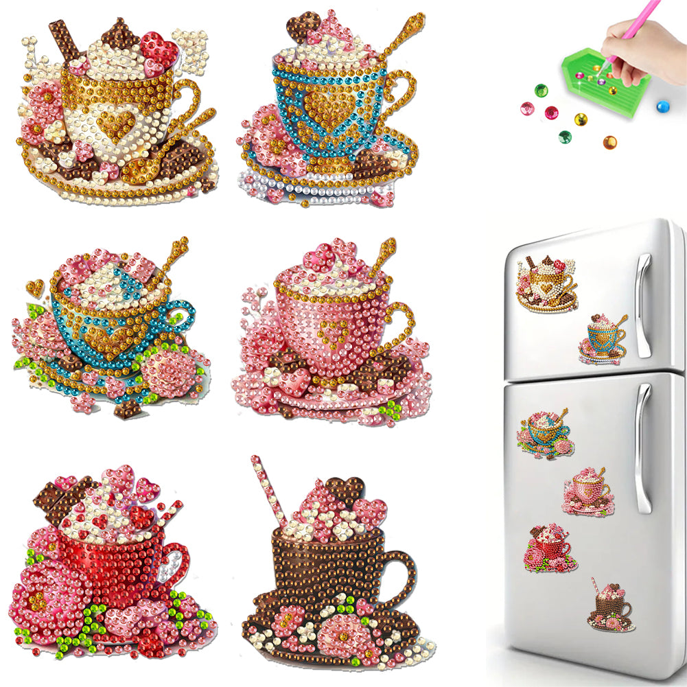 6Pcs Acrylic Christmas Animals Diamond Art Magnets Decals for Fridge Whiteboards
