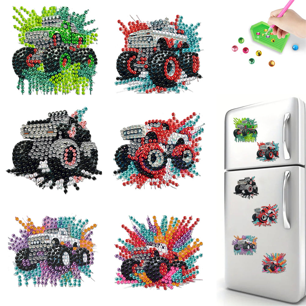 6Pcs Acrylic Christmas Animals Diamond Art Magnets Decals for Fridge Whiteboards