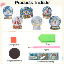 Load image into Gallery viewer, 6Pcs Acrylic Christmas Animals Diamond Art Magnets Decals for Fridge Whiteboards
