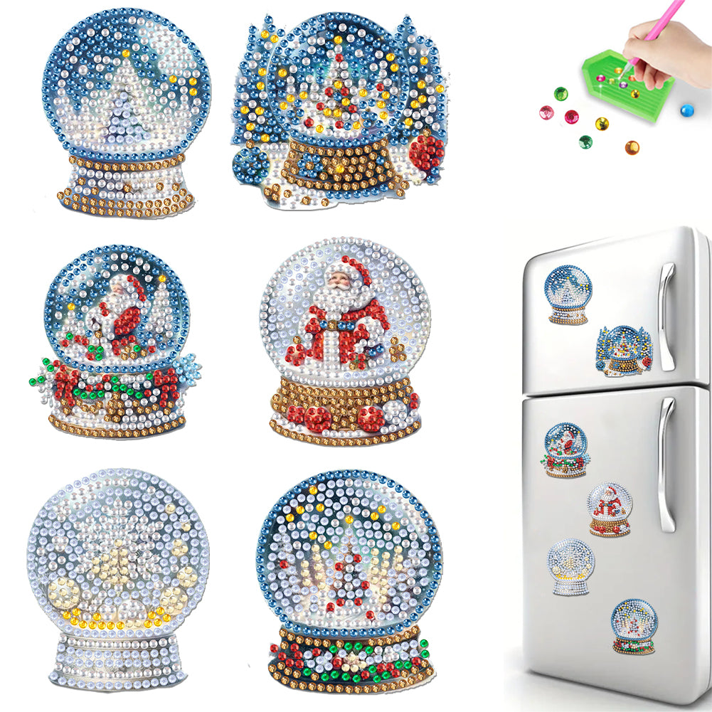 6Pcs Acrylic Christmas Animals Diamond Art Magnets Decals for Fridge Whiteboards