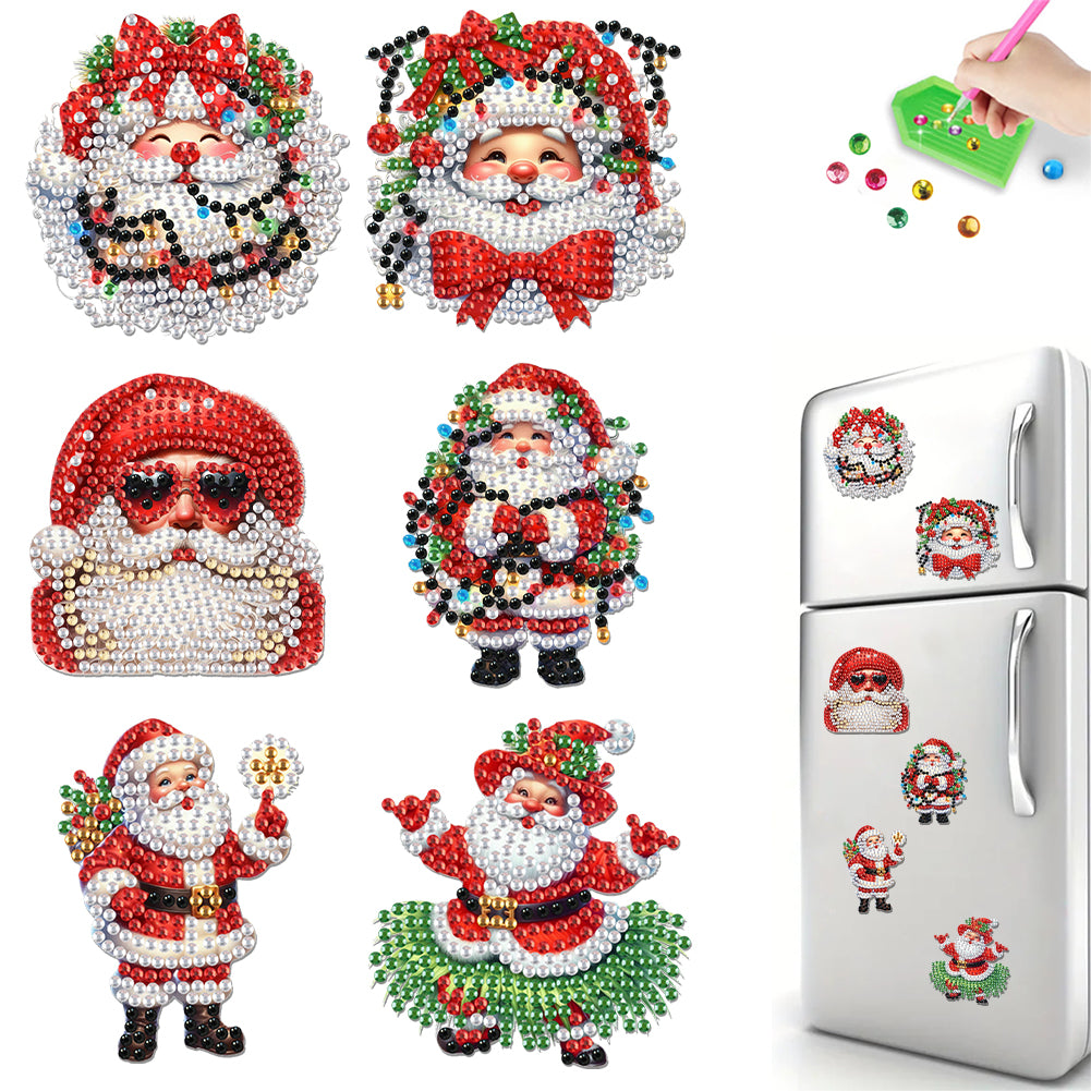6Pcs Acrylic Christmas Animals Diamond Art Magnets Decals for Fridge Whiteboards