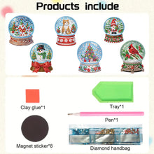Load image into Gallery viewer, 6Pcs Acrylic Christmas Animals Diamond Art Magnets Decals for Fridge Whiteboards
