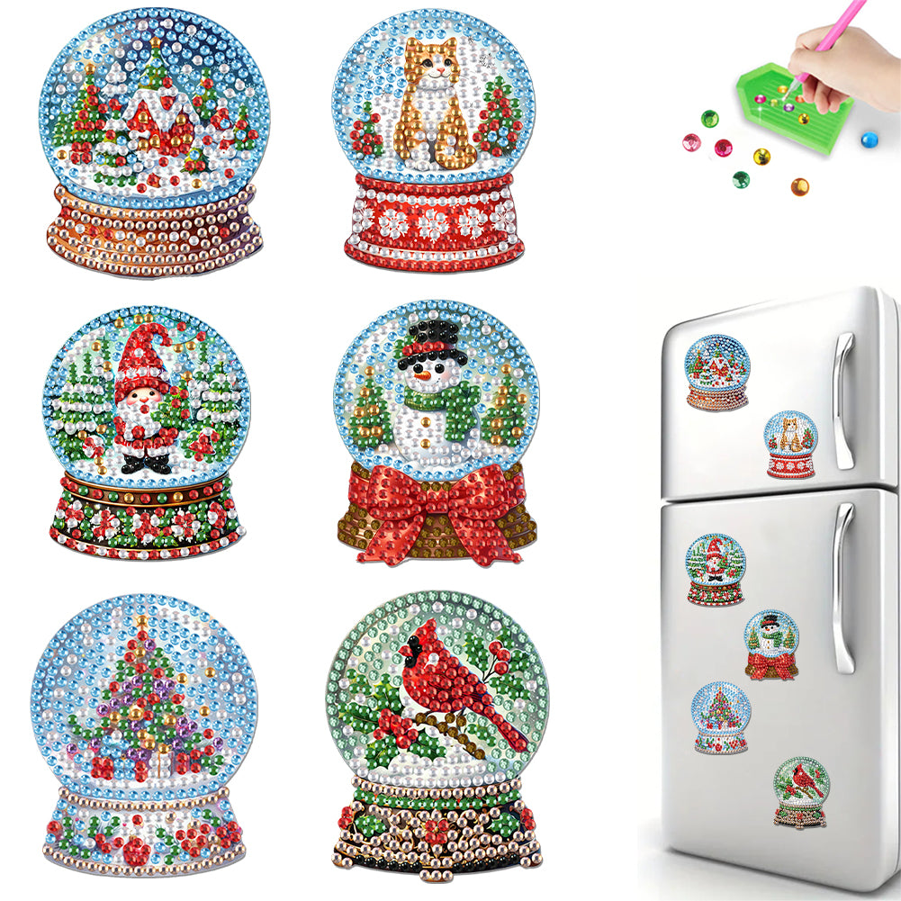 6Pcs Acrylic Christmas Animals Diamond Art Magnets Decals for Fridge Whiteboards