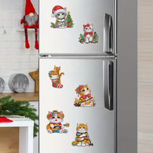 Load image into Gallery viewer, 6Pcs Acrylic Christmas Animals Diamond Art Magnets Decals for Fridge Whiteboards
