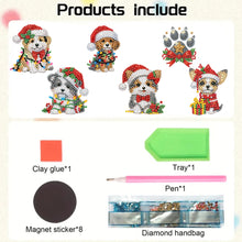 Load image into Gallery viewer, 6Pcs Acrylic Christmas Animals Diamond Art Magnets Decals for Fridge Whiteboards
